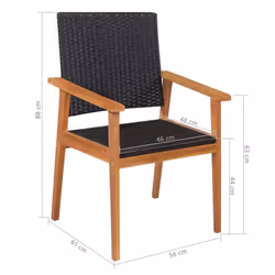 vidaXL Outdoor Dining Set 5pcs Poly Rattan Black and Brown Garden Table Chair - Additional view 5
