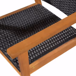 vidaXL Outdoor Dining Set 5 Piece Poly Rattan Black and Brown Table Chairs - Additional view 4