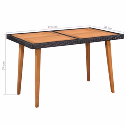 vidaXL Outdoor Dining Set 5 Piece Poly Rattan Black and Brown Table Chairs - Additional view 5