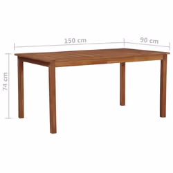 vidaXL Solid Acacia Wood Outdoor Dining Table 150x90x74cm Kitchen Furniture - Additional view 4