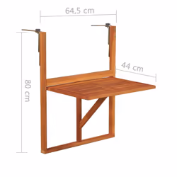 vidaXL Solid Acacia Wood Balcony Table Brown Foldable Garden Patio Furniture - Additional view 3