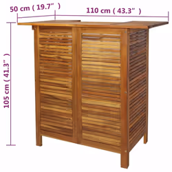 vidaXL Solid Acacia Wood Bar Table 110x50x105cm Patio Bistro Dining Furniture
