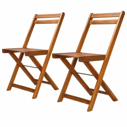 vidaXL 2x Solid Acacia Wood Bistro Chairs 40x51x80cm Outdoor Garden Patio Seat