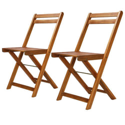 vidaXL 2x Solid Acacia Wood Bistro Chairs 40x51x80cm Outdoor Garden Patio Seat