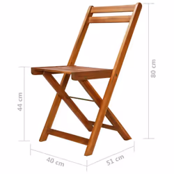vidaXL 2x Solid Acacia Wood Bistro Chairs 40x51x80cm Outdoor Garden Patio Seat - Additional view 8