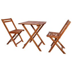vidaXL Solid Acacia Wood Bistro Set 3 Piece Outdoor Folding Table and Chairs