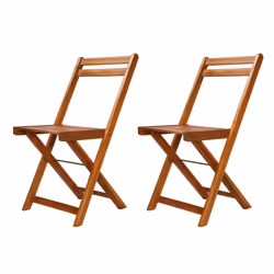 vidaXL Solid Acacia Wood Bistro Set 3 Piece Outdoor Folding Table and Chairs - Additional view 2