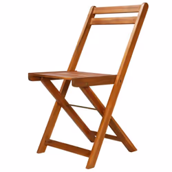 vidaXL Solid Acacia Wood Bistro Set 3 Piece Outdoor Folding Table and Chairs - Additional view 4