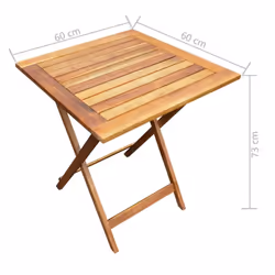 vidaXL Solid Acacia Wood Bistro Set 3 Piece Outdoor Folding Table and Chairs - Additional view 7