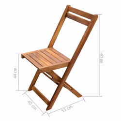 vidaXL Solid Acacia Wood Bistro Set 3 Piece Outdoor Folding Table and Chairs - Additional view 8