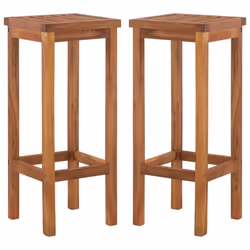 vidaXL 2x Solid Acacia Wood Bar Chairs 30.5x30.5x74cm Outdoor Garden Seat