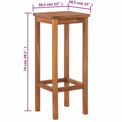 vidaXL 2x Solid Acacia Wood Bar Chairs 30.5x30.5x74cm Outdoor Garden Seat - Additional view 8