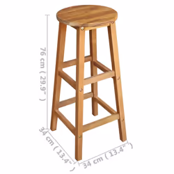 vidaXL 2x Solid Acacia Wood Bar Chairs 34x34x76cm Kitchen Dining Room Seat