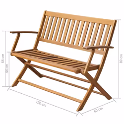 vidaXL Foldable Garden Bench | 120cm Acacia Garden Bench