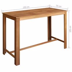 vidaXL Solid Acacia Wood Bar Table 150x70x105cm Kitchen Dining Room Furniture