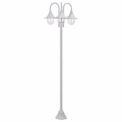 vidaXL Garden Post Light E27 220cm Aluminium 3-Lantern White Outdoor Lamp