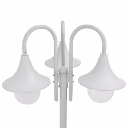 vidaXL Garden Post Light E27 220cm Aluminium 3-Lantern White Outdoor Lamp