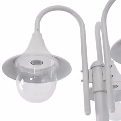 vidaXL Garden Post Light E27 220cm Aluminium 3-Lantern White Outdoor Lamp