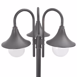 vidaXL Garden Post Light E27 220cm Aluminium 3-Lantern Bronze Outdoor Lamp