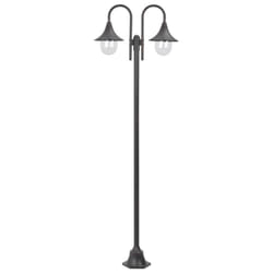 vidaXL Garden Post Light E27 220cm Aluminium 2-Lantern Bronze Outdoor Lamp