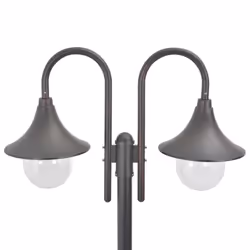 vidaXL Garden Post Light E27 220cm Aluminium 2-Lantern Bronze Outdoor Lamp