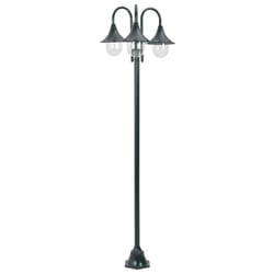 vidaXL Garden Post Light E27 220cm Aluminium 3-Lantern Dark Green Outdoor Lamp