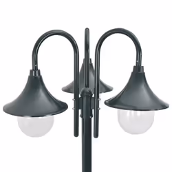 vidaXL Garden Post Light E27 220cm Aluminium 3-Lantern Dark Green Outdoor Lamp