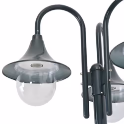 vidaXL Garden Post Light E27 220cm Aluminium 3-Lantern Dark Green Outdoor Lamp