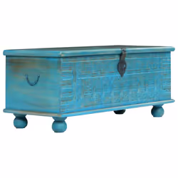 vidaXL Solid Mango Wood Storage Chest Blue 100x40x41cm Organiser Trunk Case