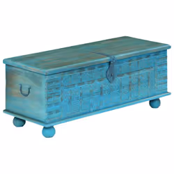 vidaXL Solid Mango Wood Storage Chest Blue 100x40x41cm Organiser Trunk Case - Additional view 10
