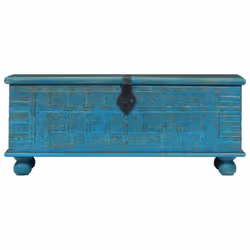 vidaXL Solid Mango Wood Storage Chest Blue 100x40x41cm Organiser Trunk Case - Additional view 5