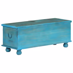 vidaXL Solid Mango Wood Storage Chest Blue 100x40x41cm Organiser Trunk Case - Additional view 6