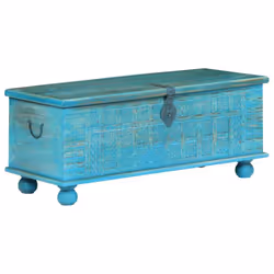 vidaXL Solid Mango Wood Storage Chest Blue 100x40x41cm Organiser Trunk Case - Additional view 7
