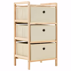 vidaXL Storage Rack with 3 Nonwoven Baskets Cedar Wood Beige Standing Cabinet