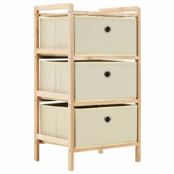 vidaXL Storage Rack with 3 Nonwoven Baskets Cedar Wood Beige Standing Cabinet