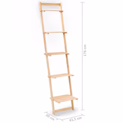 vidaXL Ladder Wall Shelf Cedar Wood 41.5x30x176cm Storage Display Unit Rack - Additional view 5