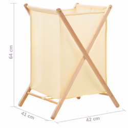 vidaXL Laundry Basket Cedar Wood and Fabric Beige 42x41x64cm Washing Box Bin - Additional view 6