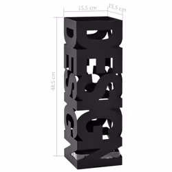 vidaXL Umbrella Stand Design Steel Black Home Office Storage Holder Rack Bin - Additional view 4