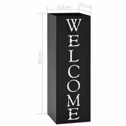 vidaXL Umbrella Stand Welcome Steel Black Home Office Storage Holder Rack Bin - Additional view 5