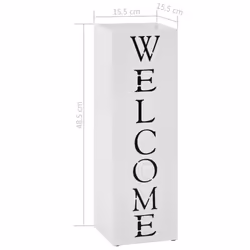 vidaXL Umbrella Stand Welcome Steel White Home Office Storage Holder Rack Bin - Additional view 5