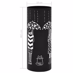 vidaXL Umbrella Stand Women Steel Black Home Office Storage Holder Rack Bin - Additional view 5