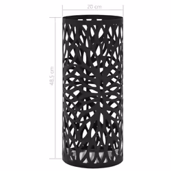 vidaXL Umbrella Stand Leaves Steel Black Home Office Storage Holder Rack Bin - Additional view 4