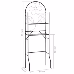 vidaXL Toilet Rack Black 60x33x174cm Plant Stand Bathroom Shelf Holder Rail - Additional view 6