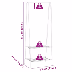 vidaXL Clothes Rack 59x35x150cm Black Garment Coat Closet Organiser Stand - Additional view 3