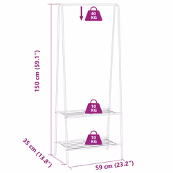 vidaXL Clothes Rack 59x35x150cm White Garment Coat Closet Organiser Stand - Additional view 3