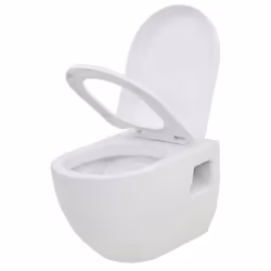 vidaXL Wall-Hung Toilet Ceramic White Home Bathroom Furniture WC Seat Fixture