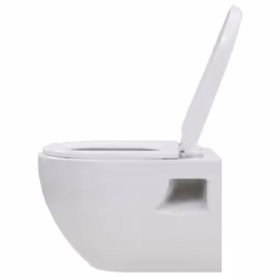 vidaXL Wall-Hung Toilet Ceramic White Home Bathroom Furniture WC Seat Fixture - Additional view 4