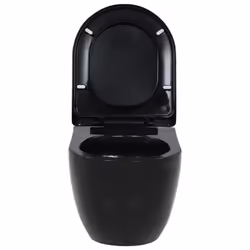 vidaXL Wall-Hung Toilet Ceramic Black Home Bathroom Furniture WC Seat Fixture - Additional view 4
