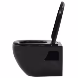 vidaXL Wall-Hung Toilet Ceramic Black Home Bathroom Furniture WC Seat Fixture - Additional view 5