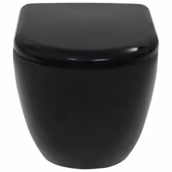 vidaXL Wall-Hung Toilet Ceramic Black Home Bathroom Furniture WC Seat Fixture - Additional view 6